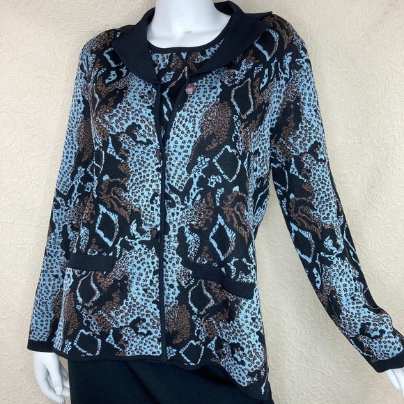 Misook 2-pc Snake Cardigan & Tank Set - Picture 2 of 16